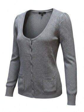 BCBGMAXAZRIA Women's Grey Long Sleeve Sweater Cardigan XL NWT